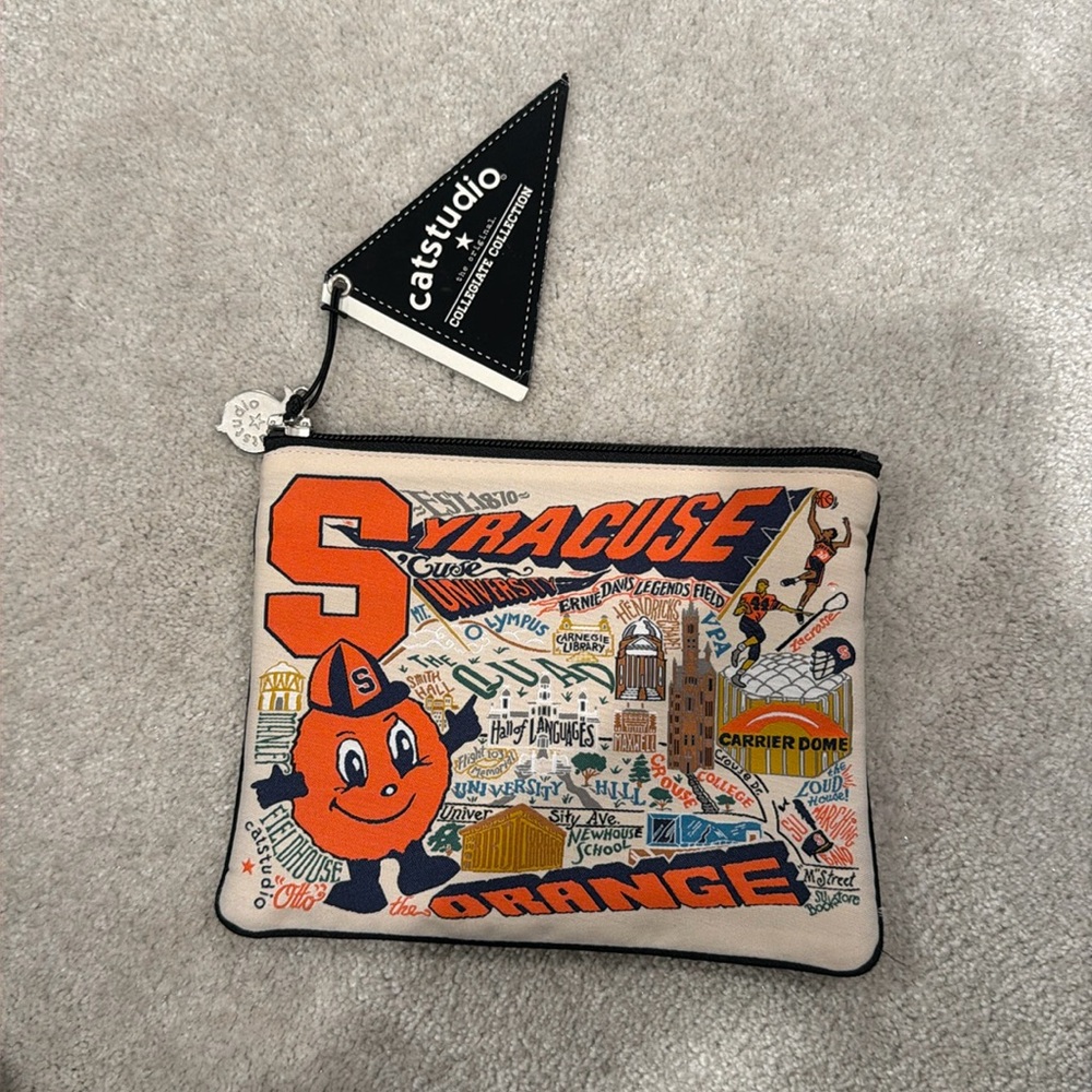NEW Catstudio Collegiate Syracuse University Zipper Pouch Travel Bag Wristlet